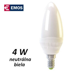 LED iarovka EMOS Classic candle 4W NEUTRLNA BIELA E14 (ZQ3211)