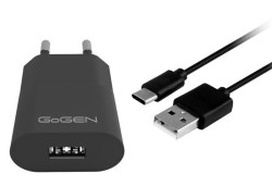 Nabjaka do siete GoGEN ACH 103 CC, 1x USB 1A + USB-C kbel 1m - ierna (GOGACH103CCB)