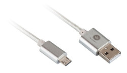 Kbel USB A/microUSB B 1 m, opletan, metal, prepojovac STRIEBORN (GOGMICUSB100MM05)