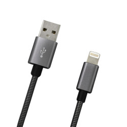 USB Kbel 2A Lightning 1 m, siv