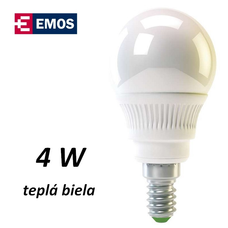 LED �iarovka EMOS RS-line mini globe 4W TEPL� BIELA E14 (Z74610)