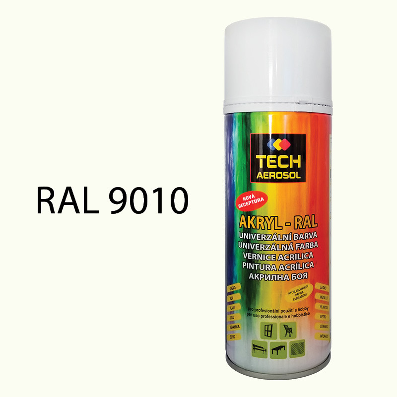 Farba v spreji akrylová TECH RAL 9010 (biela lesklá) 400 ml