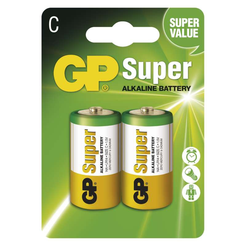 Batérie alkalické GP Super LR14 C (B1331) 2ks