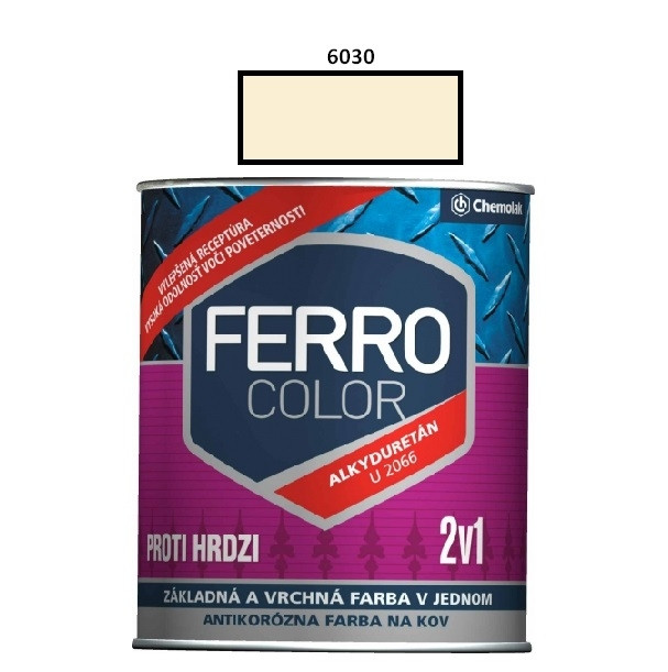 Farba na kov Ferro Color pololesk/6030 0,75 L (slonová kosť)
