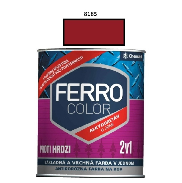 Farba na kov Ferro Color pololesk/8185 0,75 L (červená jasná)