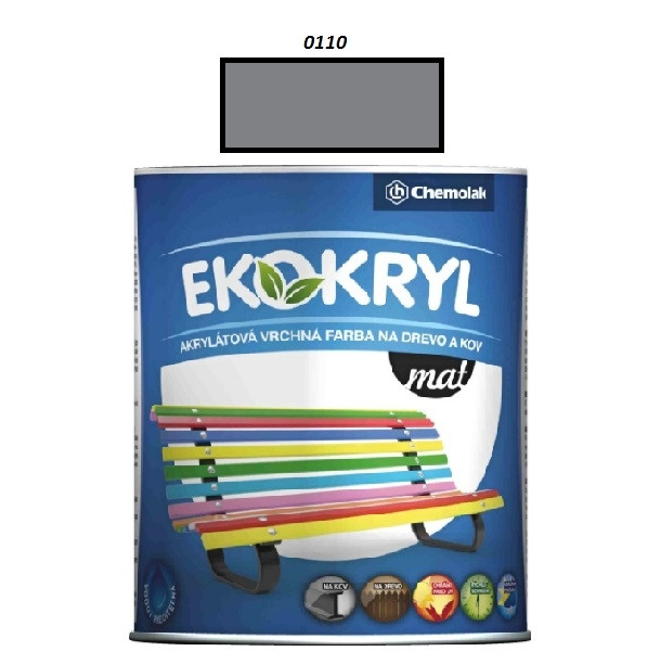 Farba Ekokryl Mat 0110 (šedá tmavá) 0,6 l