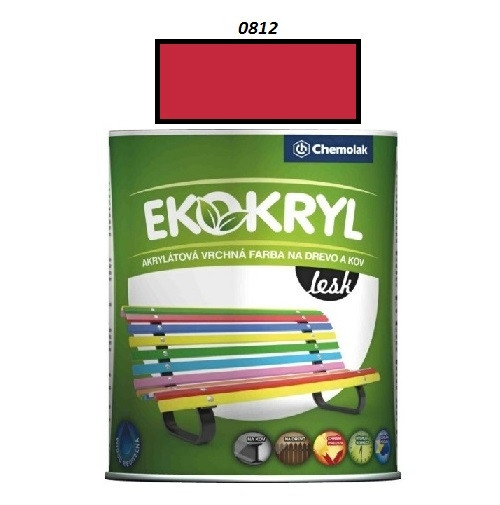 Farba Ekokryl Lesk 0812 (červená jasná) 0,6 l