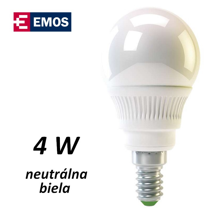 LED žiarovka EMOS RS-line mini globe 4W NEUTRÁLNA BIELA E14 (ZQ1211)
