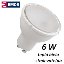 LED žiarovka EMOS Premium spot 6W TEPLÁ BIELA stmievateľná, GU10 (ZL4301)