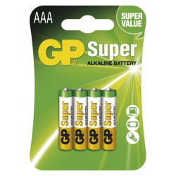 Batérie alkalické GP Super LR03 AAA / 4 ks (B1311)