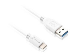 Kábel USB/USB-C, 1 m - biely (GOGUSBAC100MM01)