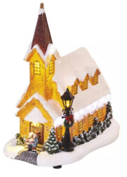 Kostol zasnežený vianočný17 LED 26 cm, 3x AA, vnútorný, teplá biela (DCLW12)
