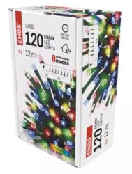 Reťaz vianočná 120 LED, 12 m, vonkajšia/ vnútorná, multicolor, programy (D4AM08)