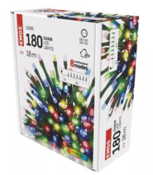 Reťaz vianočná 180 LED, 18 m, vonkajšia/ vnútorná, multicolor, programy (D4AM09)