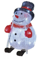 Snehuliak vianočný 30 LED, 28 cm, vonkajší/vnútorný, studená biela, časovač (DCFC03)