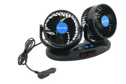 Ventiltor MITCHELL DUO 2x130mm 12V na palubn dosku s teplomerom