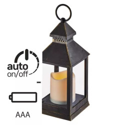 Dekorácia LED lampáš antik čierny, 3× AAA, blikajúci, čas. (ZY2115)