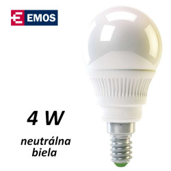 LED �iarovka EMOS RS-line mini globe 4W NEUTR�LNA BIELA E14 (ZQ1211)