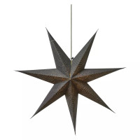 Hviezda vianočná LED papierová strieborná, 75 cm, 2×AA, teplá biela (ZY2248)